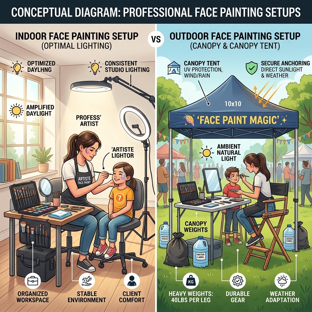 Indoor vs. Outdoor Face Painting Setup