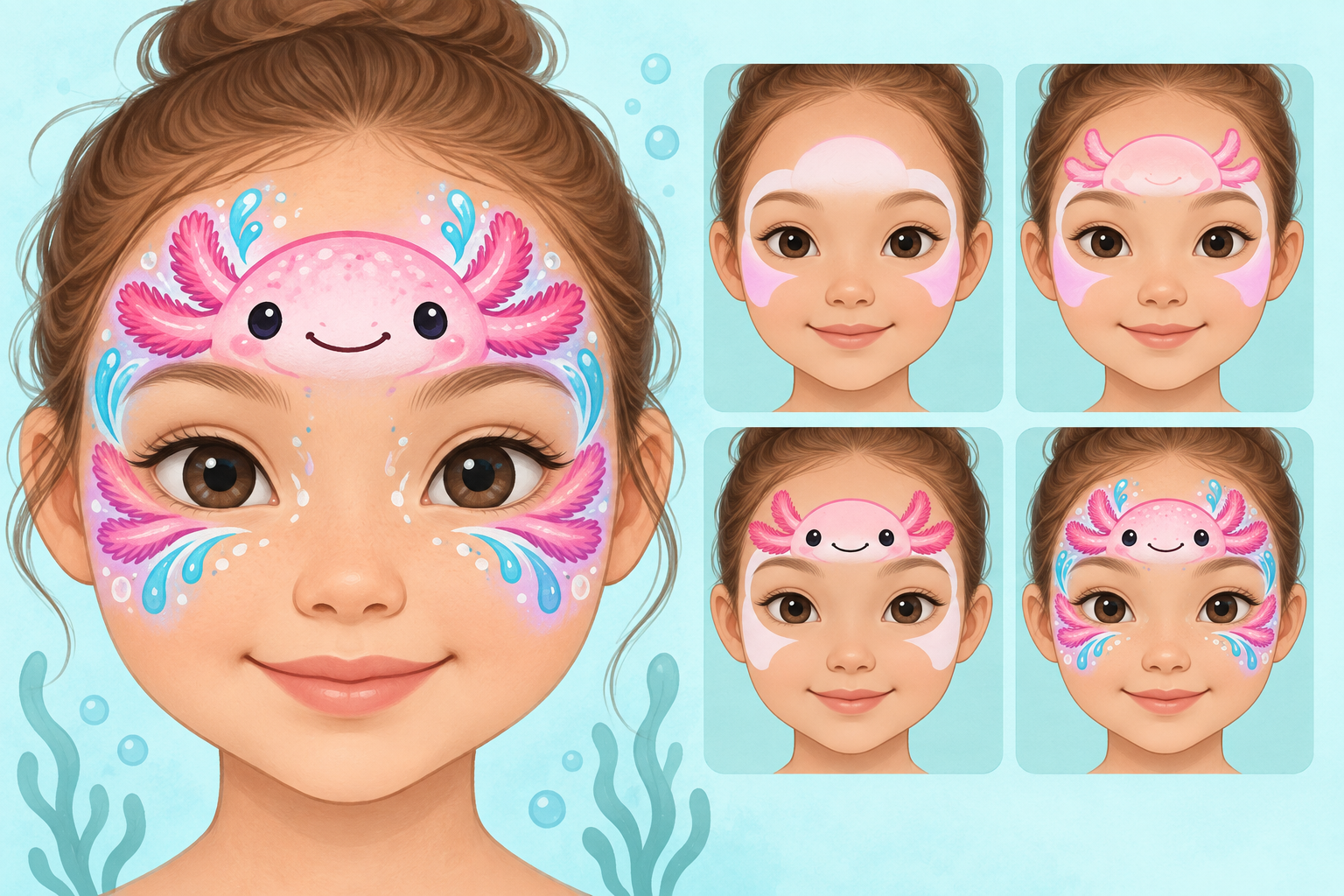 Axolotl Face Paint Tutorial