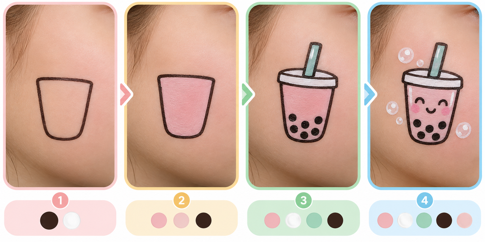 Boba Tea Face Paint Design