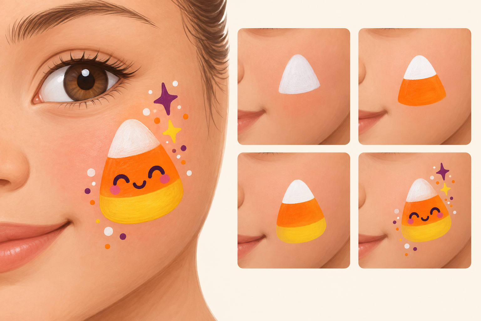 Candy Corn Face Paint Design