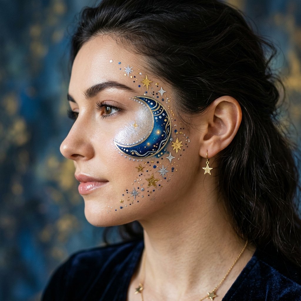 Moon and Stars Face Paint Design