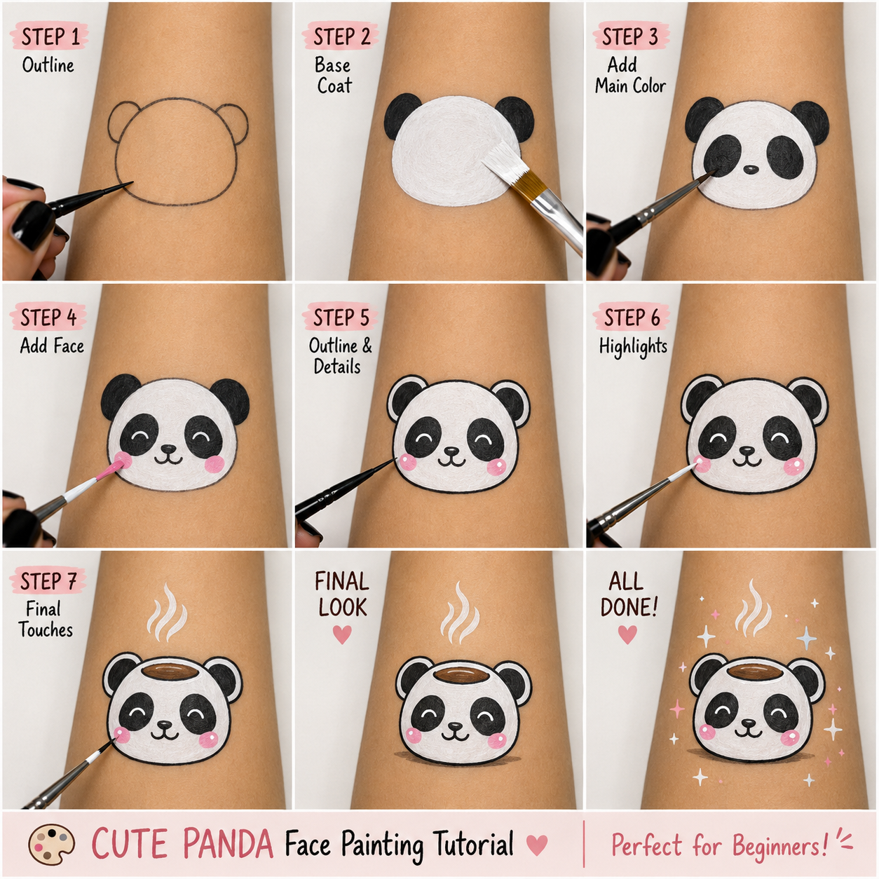 Panda Face Paint Guide