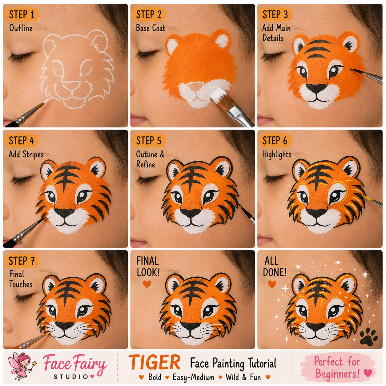Tiger Face Painting Tutorial